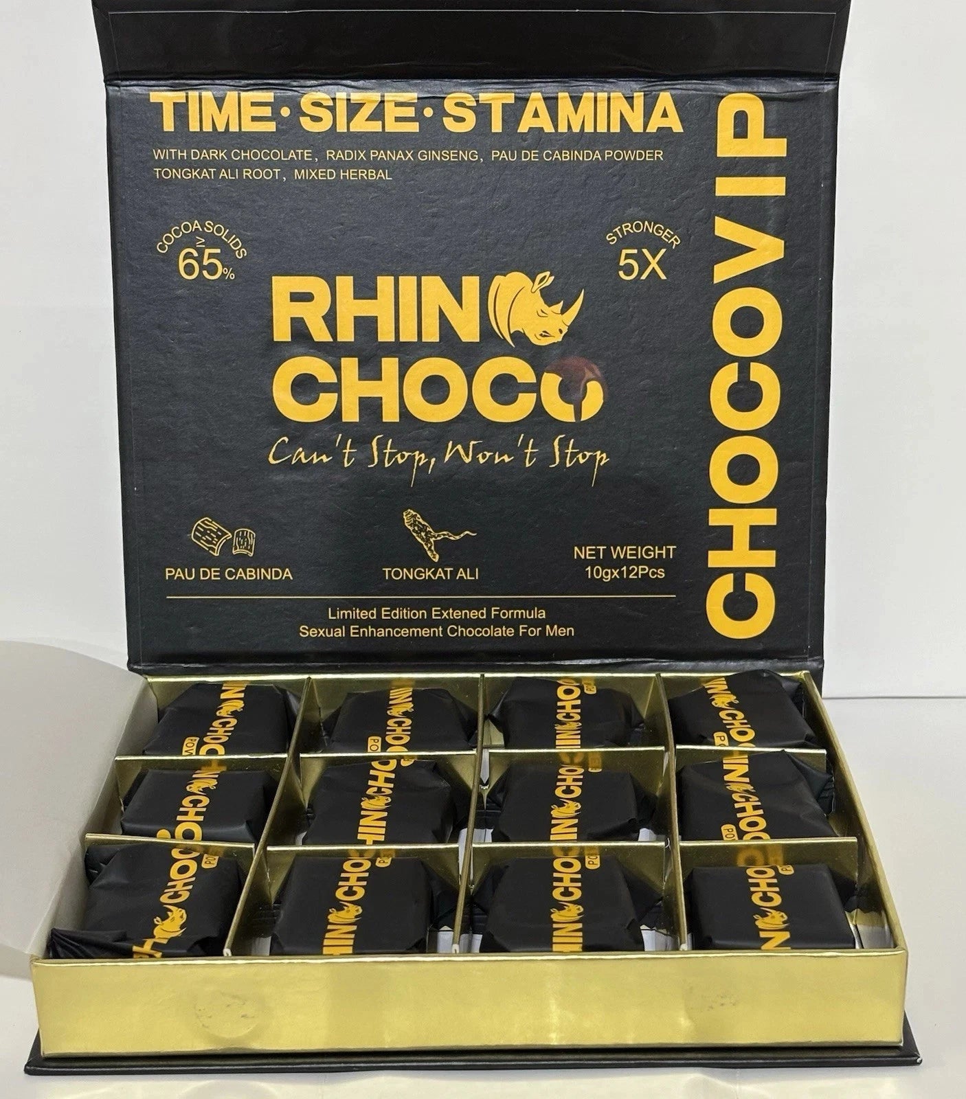 Rhino Choco Power vip Chocolate 12 Pieces Genuine 5 x stronger